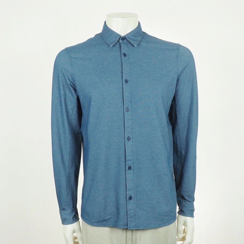 Lululemon Commission Button Down Shirt Mens Large Blue Oxford Chambray Blend